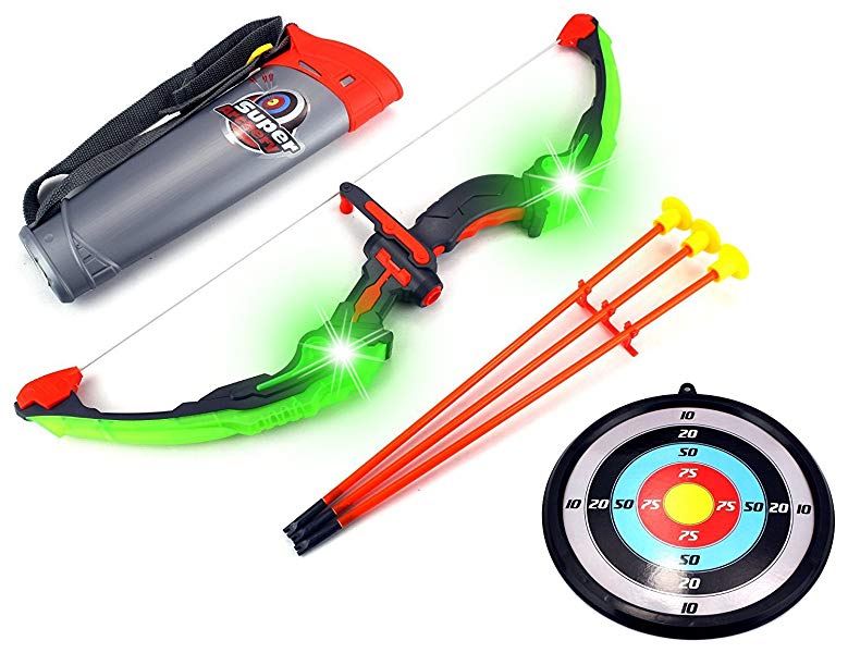 Light Up Night Warrior Bow & Arrow Children’s Kid’s Toy Bow and Arrow Dart Playset Suction Dart Arrows, Holder, Target 3