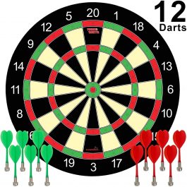 Magnetic Dart Board Game- 12 Darts- 6 Green & 6 Red Darts