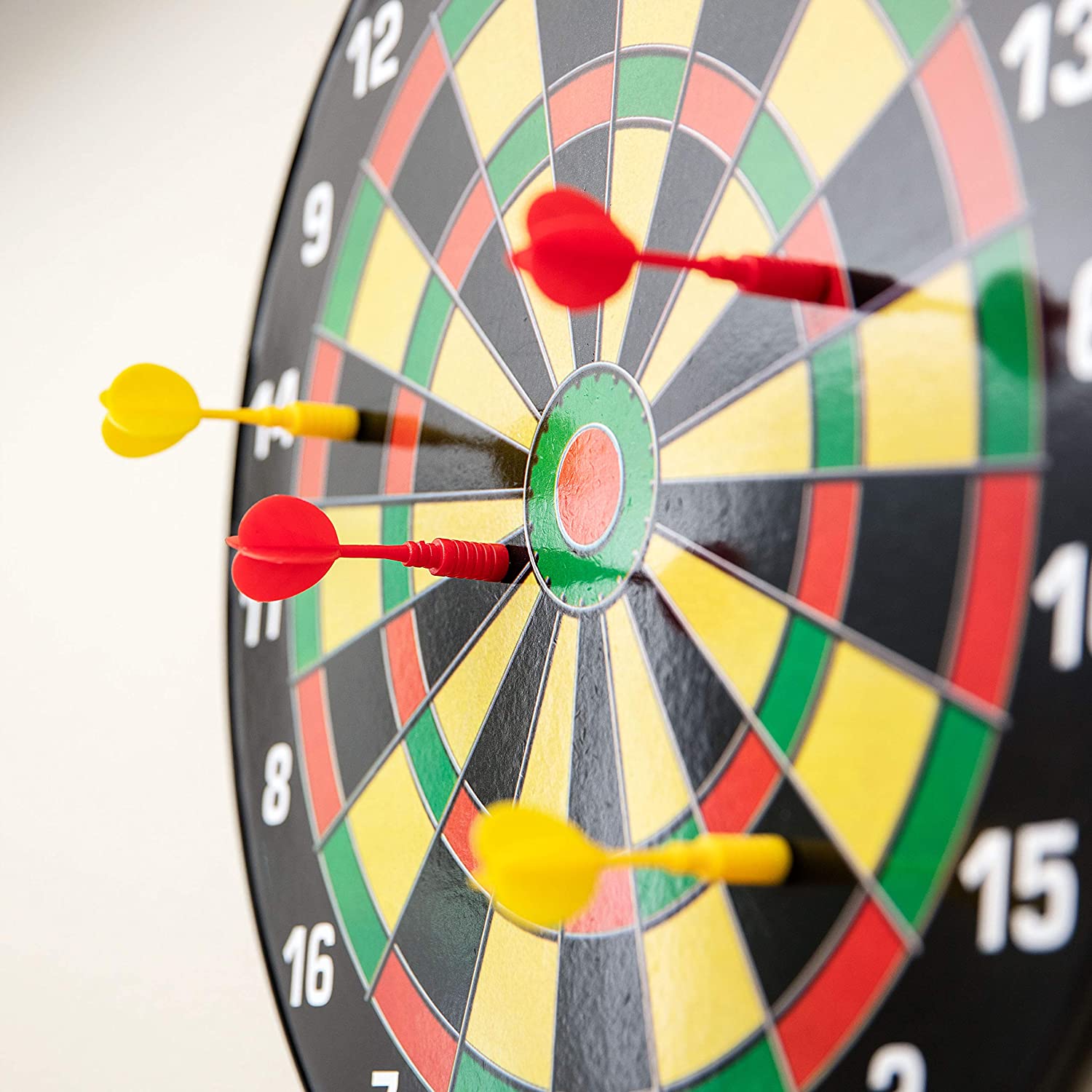 Dart Board Set 16'' 3 Yellow and 3 Red Darts for Kids Khilonay
