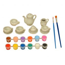 Painted Ceramic Art Tea Set 17 Pieces 3+ Ages