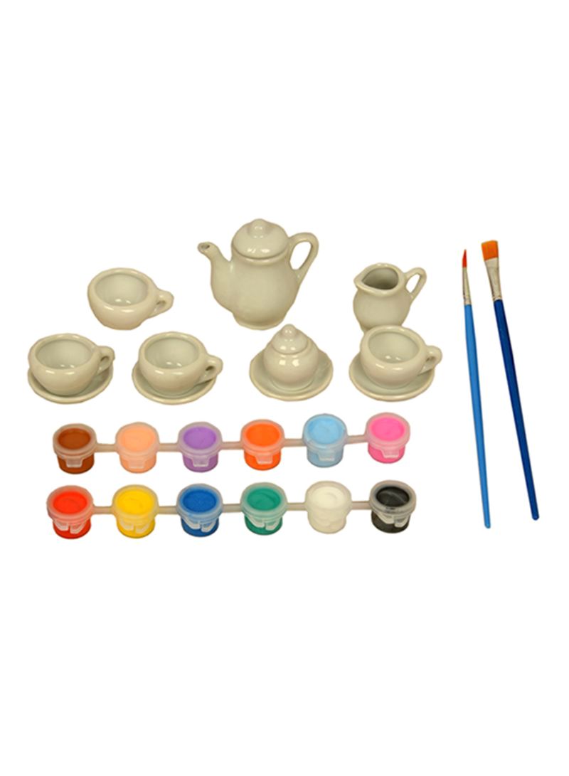 Painted Ceramic Art Tea Set
