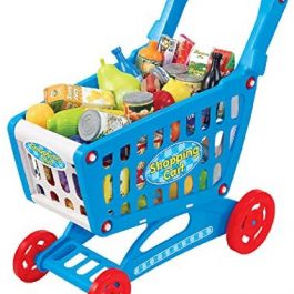 19″ Mini Shopping Cart with Full Grocery Food Toy Playset for Kids