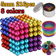 216Pcs 5mm Colorful Magnet Balls (6 Multi Color) Magnetic Sculpture Blocks