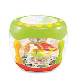 Music Flash Battery Operated Drum with Rotating Lamp Light