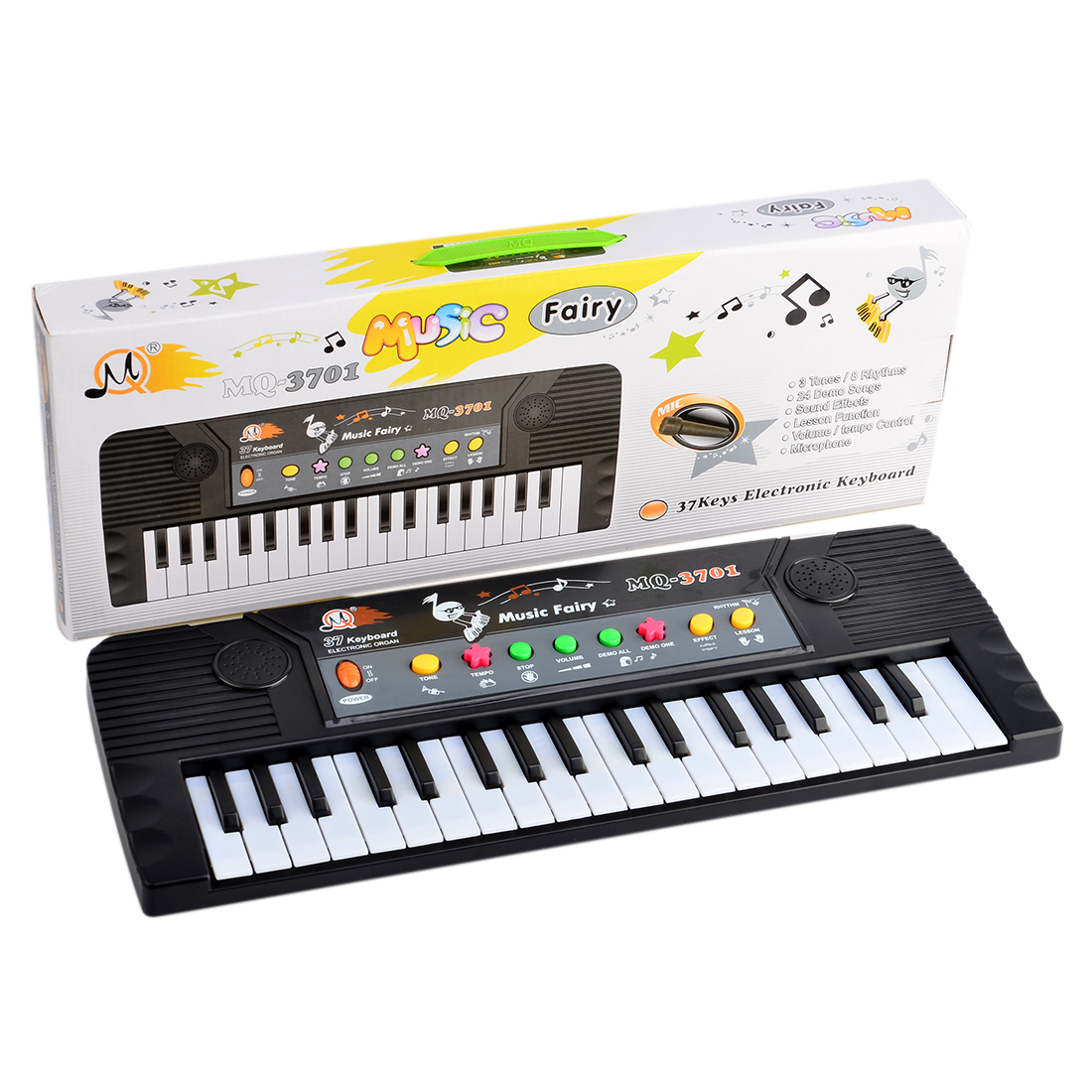 37 Key Electronic Keyboard Piano with Microphone Musical Toy for Children MQ3701 - Black 3
