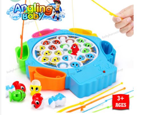 Angling Baby Fishing Game Battery Operated 45 Pcs Fishes magnetic Rod 4