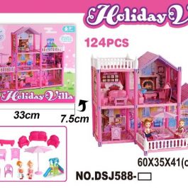 2 Storey Holiday Villa Blocks Doll House 124 Pieces
