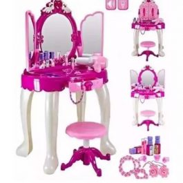Girl’s Glamour Vanity Mirror Dressing Table with Stool