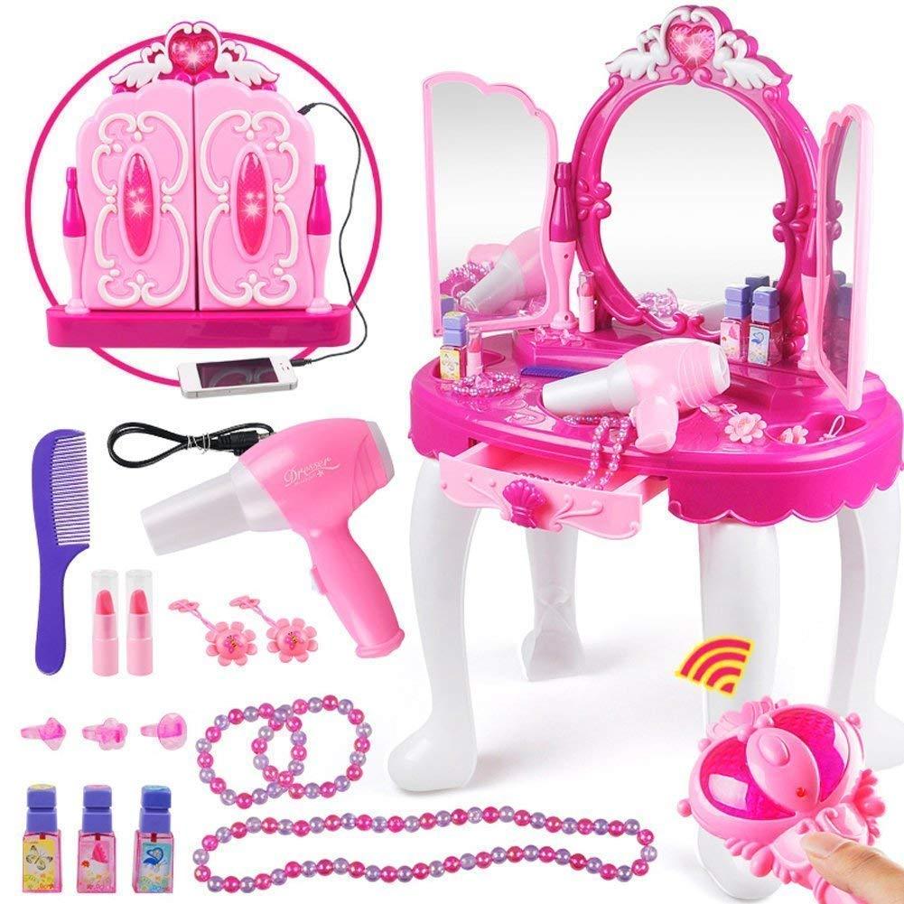Remote Control Girl's Glamour Mirror Dressing Table