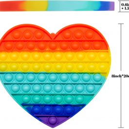Jumbo Push Pop it Fidget Toy Rainbow Heart Shape