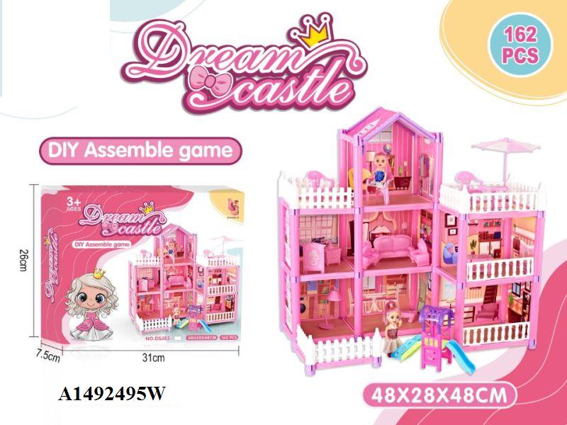 1 3-Storey Dream Castle DIY Assembly Dollhouse 162pcs