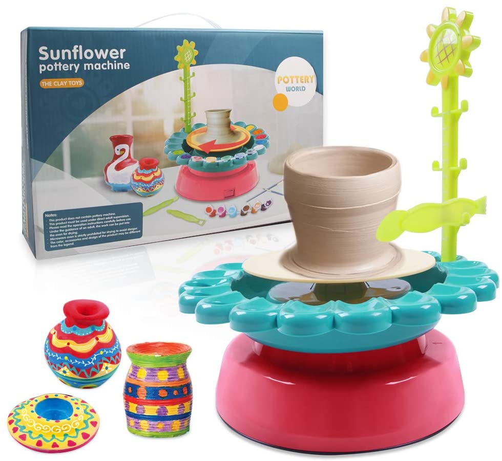 1 Rechargeable Sunflower Pottery Wheel Machine Clay Kit for Kids