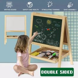 Double-Sided Wooden Whiteboard and Blackboard