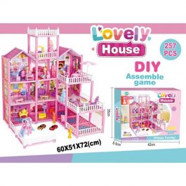 257 Pieces Big Doll House Villa DIY Assembly Dream Castle