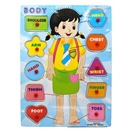 Body Parts Wooden Peg Puzzle Board Early Educational Toy