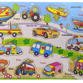 Transportation Vehicles Wooden Board Pegged Puzzle