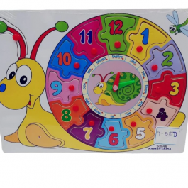 Wooden Pegged Puzzle Board Clock with Snail