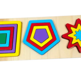 Wooden 3D Geometric Colorful 3 Shapes Puzzle Board