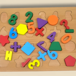 Colorful Wooden Puzzle Board – Numbers & Shapes for Kids