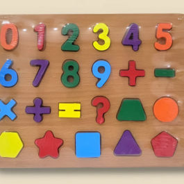 Colorful Wooden Puzzle Board – Numbers & Shapes for Kids