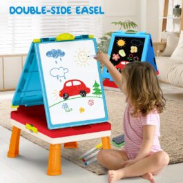 Double Sided Tabletop Art Easel, Chalk Board and White Board