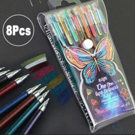 Dual Color Pen 8Pcs Set Metallic Glitter Highlighter
